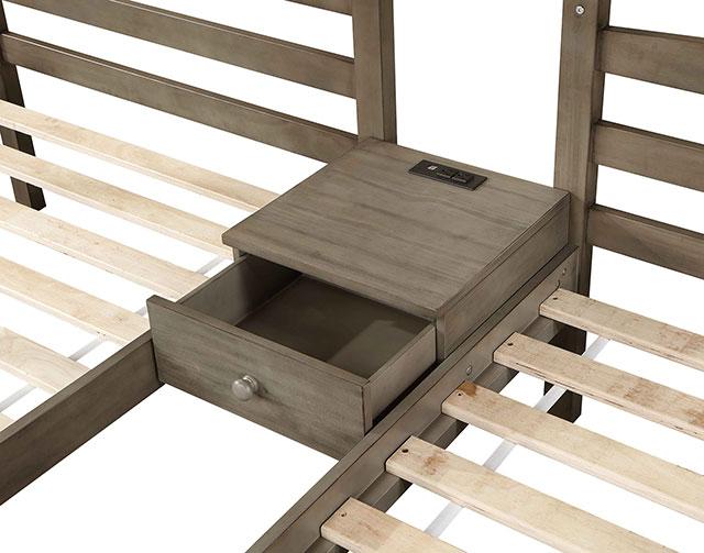 HORTENSE Triple Twin Bunk Bed, W. Gray - Just Furniture (PA) - Multi Location