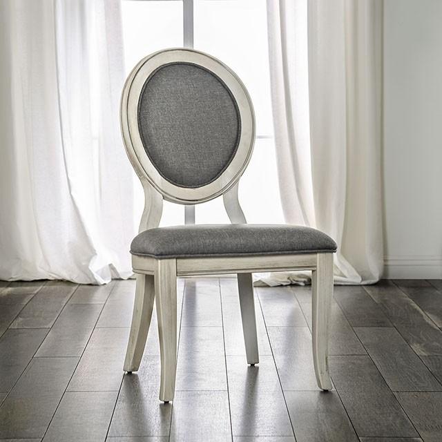 Kathryn Antique White/Gray Side Chair, Antique White (2/CTN) - Just Furniture (PA) - Multi Location