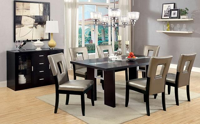Luminar Black Glass-Insert Dining Table - Just Furniture (PA) - Multi Location