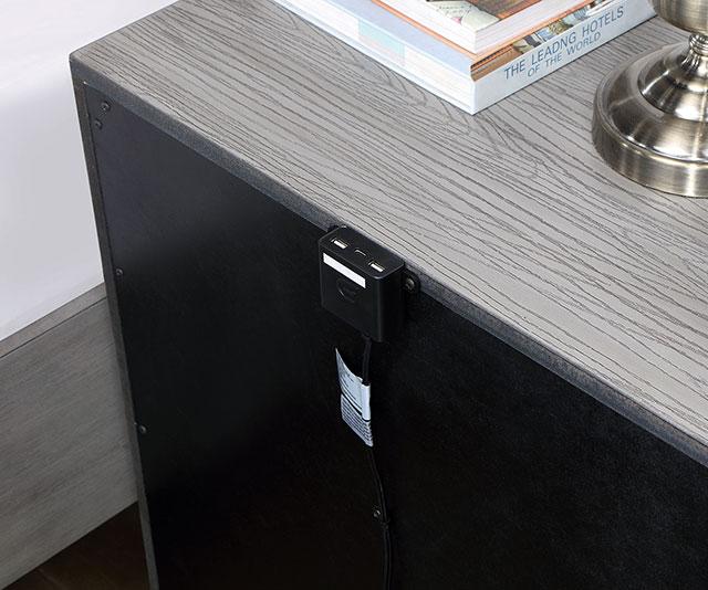 RAIDEN Night Stand w/ USB, Gray - Just Furniture (PA) - Multi Location