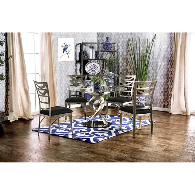 ROXO Silver/Black Round Dining Table - Just Furniture (PA) - Multi Location