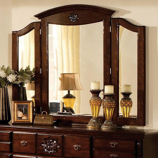 Tuscan II Glossy Dark Pine Tri-Fold Mirror - Just Furniture (PA) - Multi Location