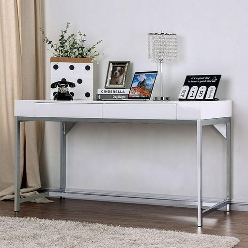 Loke White/Chrome Computer Desk - Just Furniture (PA) - Multi Location