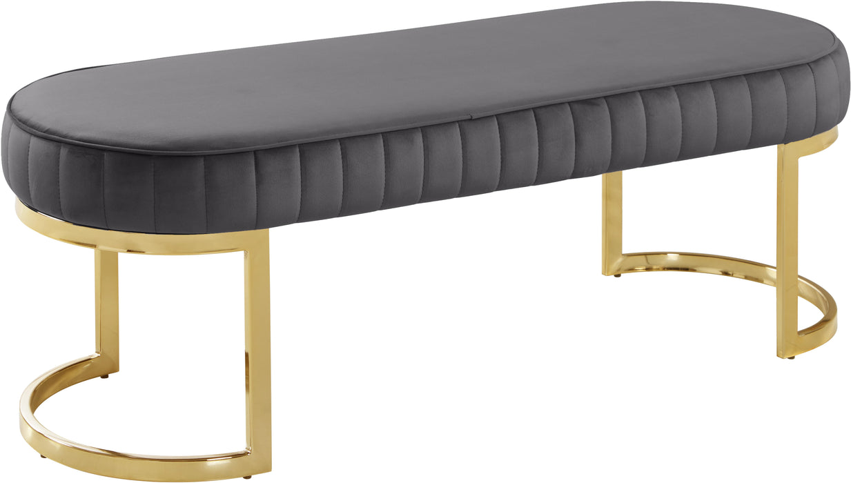 Lemar Grey Velvet Bench - Just Furniture (PA) - Multi Location