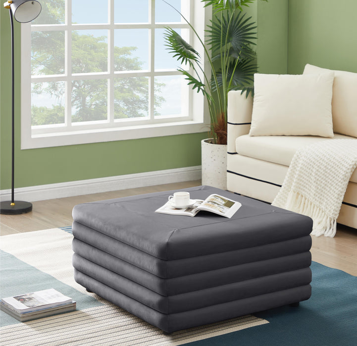 Lorenzo Grey Velvet Ottoman - Just Furniture (PA) - Multi Location