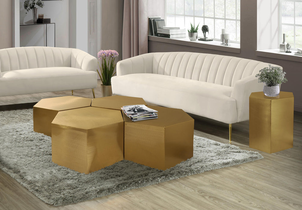 Hexagon Brushed Gold End Table - Just Furniture (PA) - Multi Location