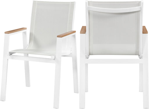 Nizuc White Mesh Waterproof Fabric Outdoor Patio Aluminum Mesh Dining Arm Chair - Just Furniture (PA) - Multi Location