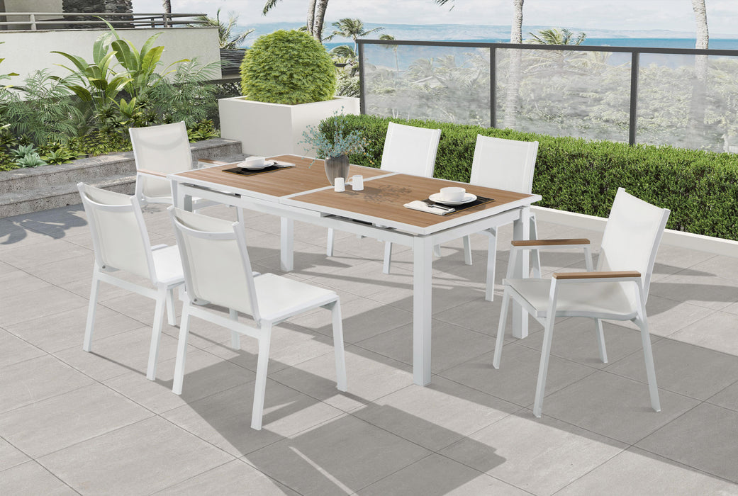 Nizuc White Mesh Waterproof Fabric Outdoor Patio Aluminum Mesh Dining Chair - Just Furniture (PA) - Multi Location