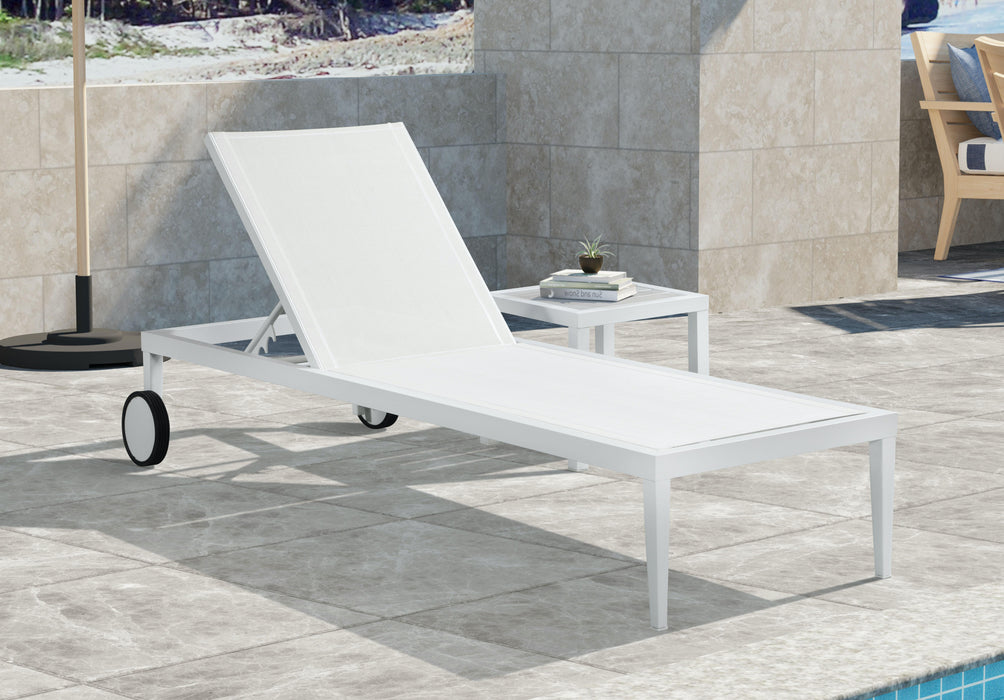 Nizuc White Mesh Waterproof Fabric Outdoor Patio Aluminum Mesh Chaise Lounge Chair - Just Furniture (PA) - Multi Location