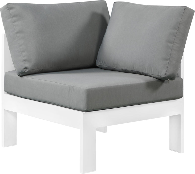 Nizuc Grey Waterproof Fabric Outdoor Patio Aluminum Corner Chair