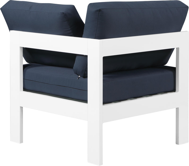 Nizuc Navy Waterproof Fabric Outdoor Patio Aluminum Corner Chair - Just Furniture (PA) - Multi Location