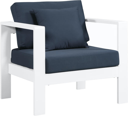 Nizuc Navy Waterproof Fabric Outdoor Patio Aluminum Arm Chair - Just Furniture (PA) - Multi Location