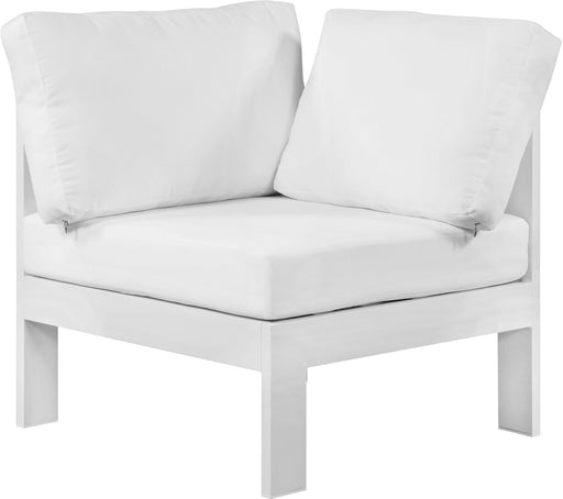 Nizuc White Waterproof Fabric Outdoor Patio Aluminum Corner Chair - Just Furniture (PA) - Multi Location