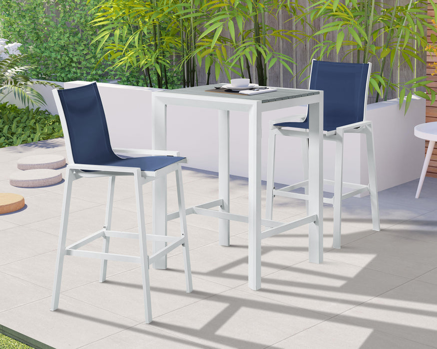 Nizuc Navy Mesh Waterproof Fabric Outdoor Patio Aluminum Mesh Barstool - Just Furniture (PA) - Multi Location