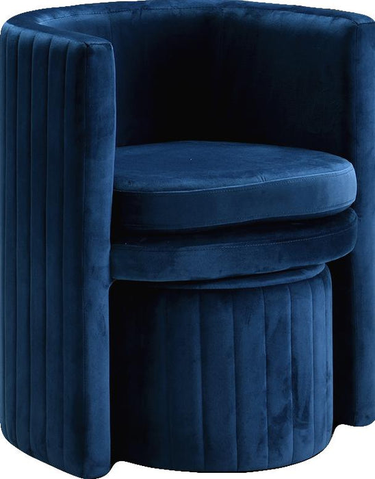 Selena Navy Velvet Accent Chair and Ottoman Set - Just Furniture (PA) - Multi Location
