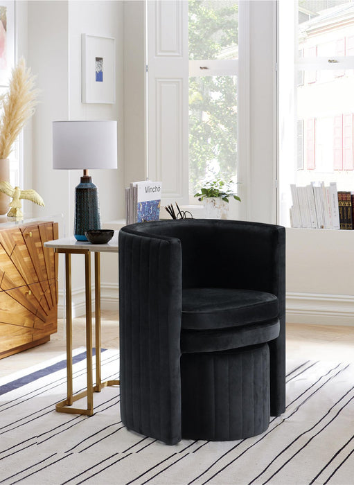 Selena Black Velvet Accent Chair and Ottoman Set - Just Furniture (PA) - Multi Location