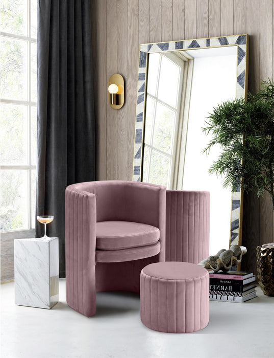 Selena Pink Velvet Accent Chair and Ottoman Set - Just Furniture (PA) - Multi Location