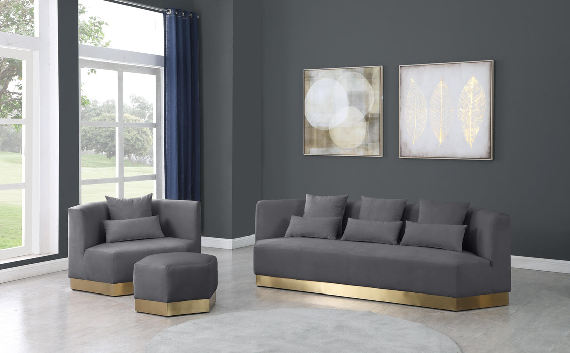 Marquis Grey Velvet Ottoman - Just Furniture (PA) - Multi Location