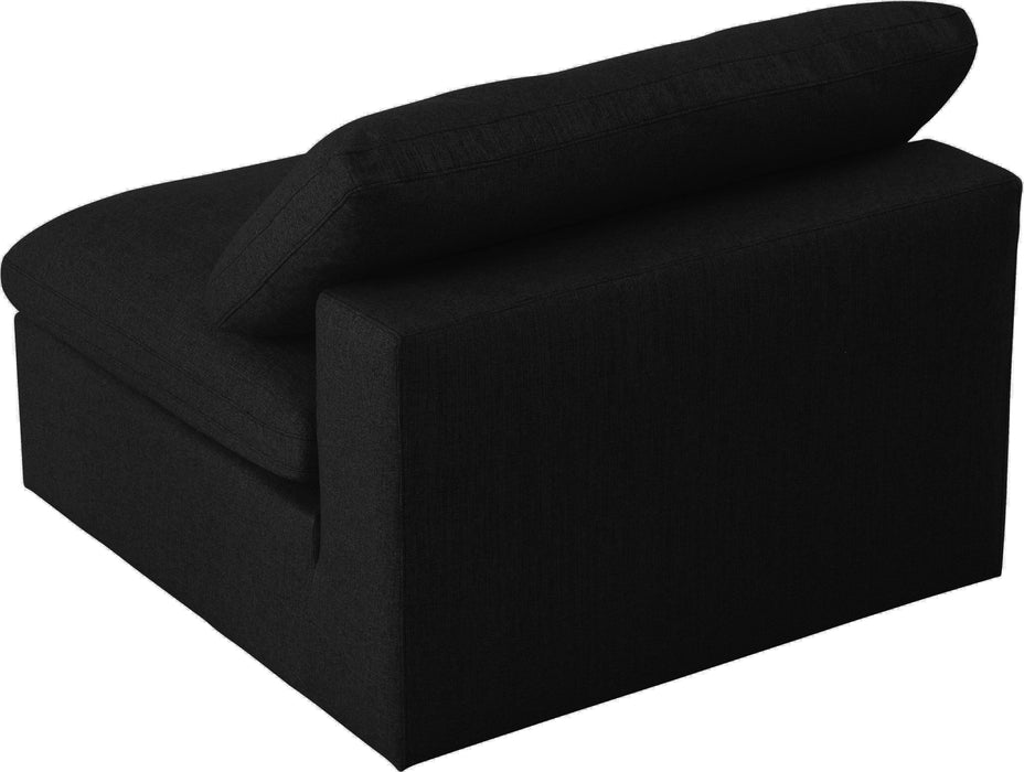 Serene Black Linen Fabric Deluxe Cloud Armless Chair - Just Furniture (PA) - Multi Location