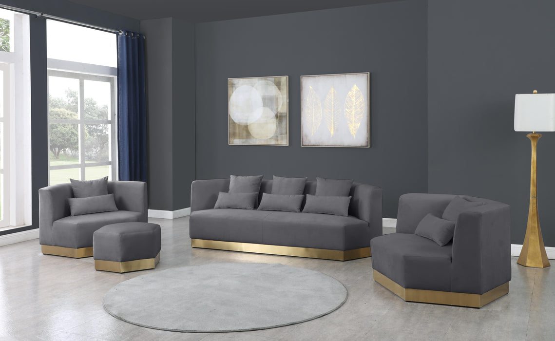 Marquis Grey Velvet Ottoman - Just Furniture (PA) - Multi Location