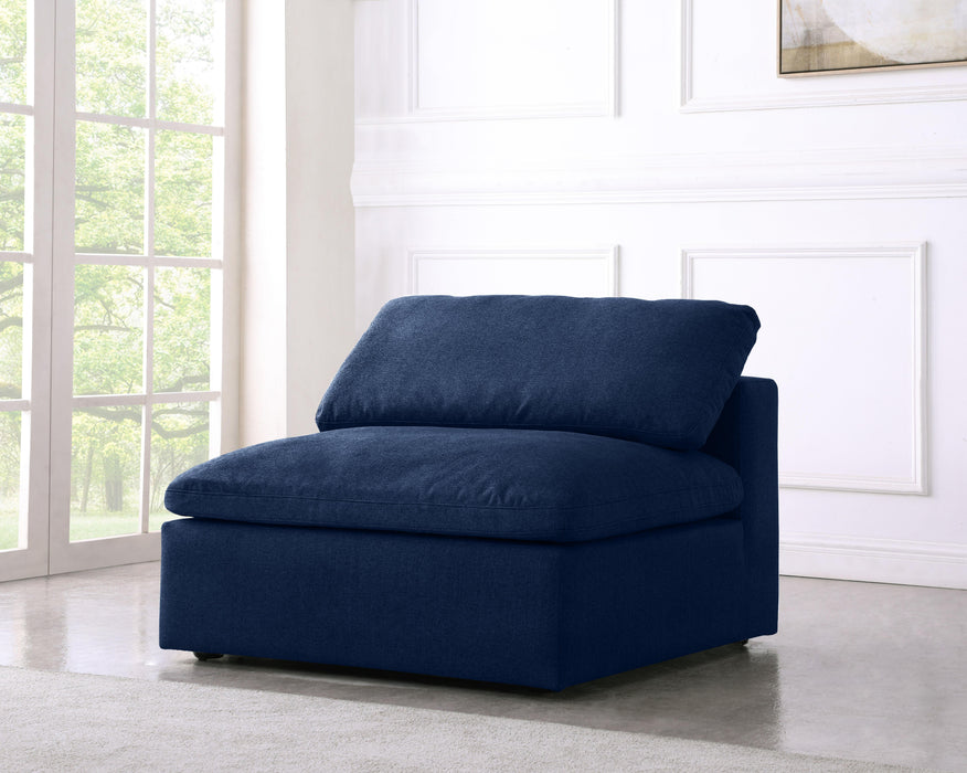 Serene Navy Linen Fabric Deluxe Cloud Armless Chair - Just Furniture (PA) - Multi Location