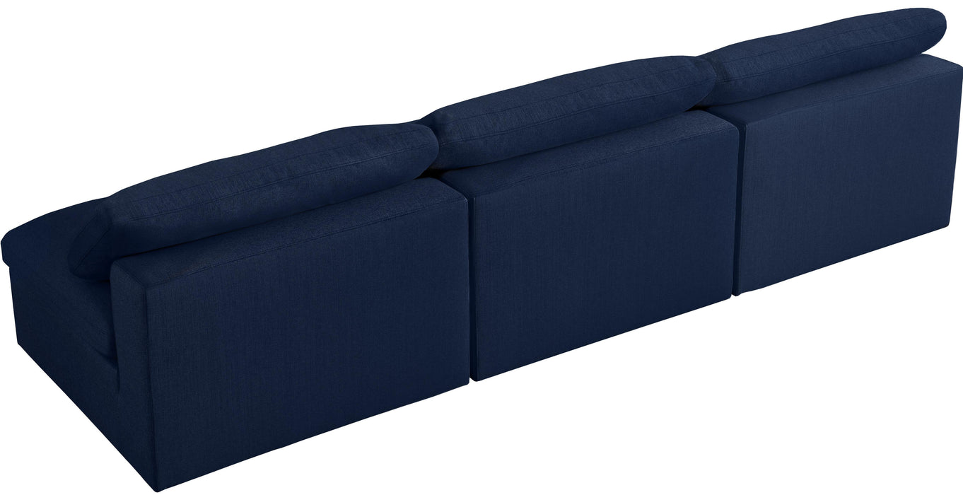 Serene Navy Linen Fabric Deluxe Cloud Modular Armless Sofa - Just Furniture (PA) - Multi Location