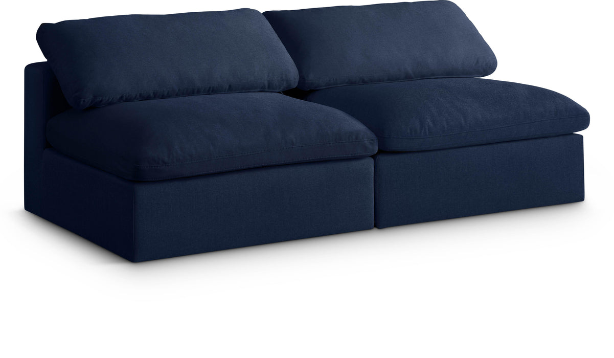 Serene Navy Linen Fabric Deluxe Cloud Modular Armless Sofa - Just Furniture (PA) - Multi Location