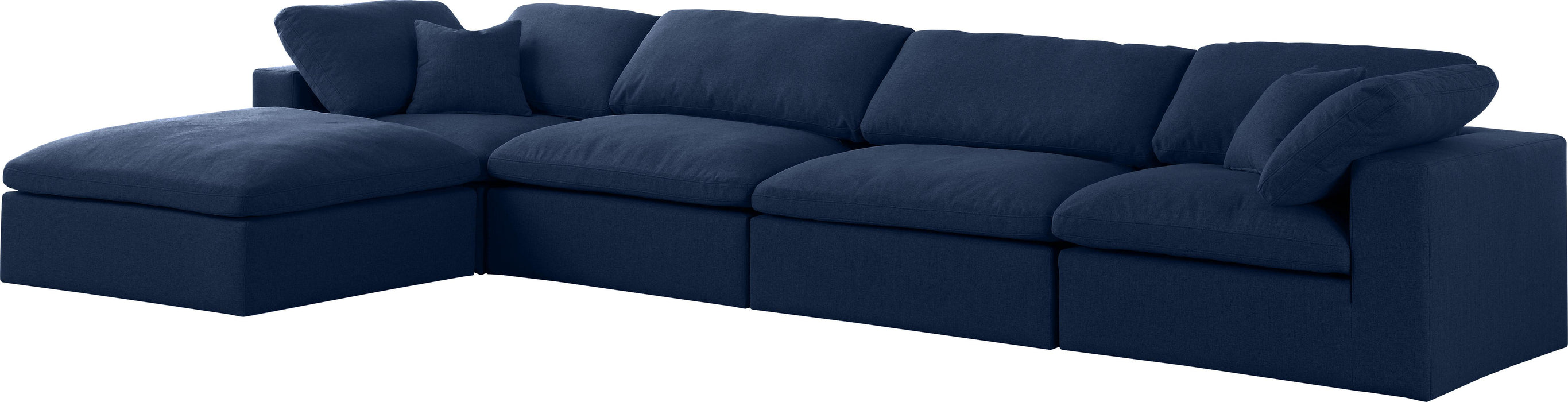 Serene Navy Linen Fabric Deluxe Cloud Modular Sectional - Just Furniture (PA) - Multi Location