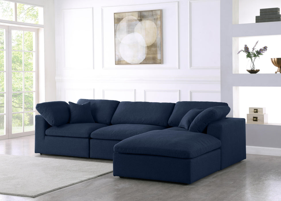 Serene Navy Linen Fabric Deluxe Cloud Modular Sectional - Just Furniture (PA) - Multi Location
