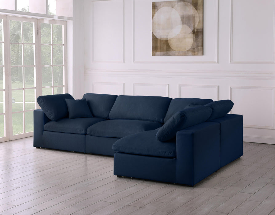 Serene Navy Linen Fabric Deluxe Cloud Modular Sectional - Just Furniture (PA) - Multi Location