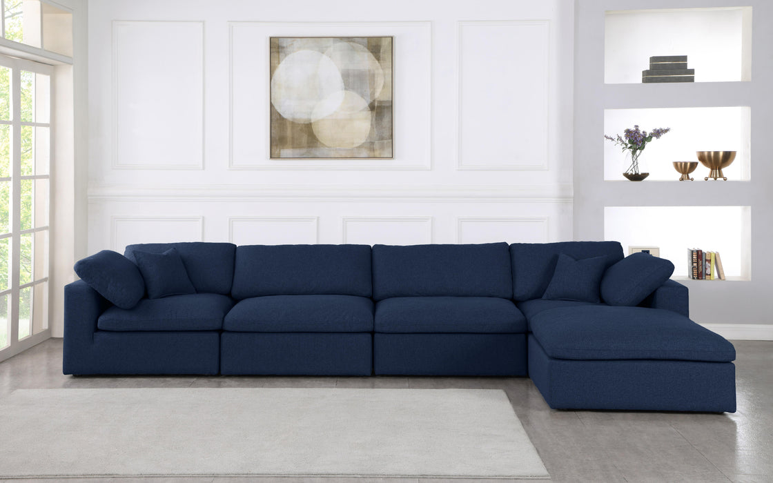 Serene Navy Linen Fabric Deluxe Cloud Modular Sectional - Just Furniture (PA) - Multi Location