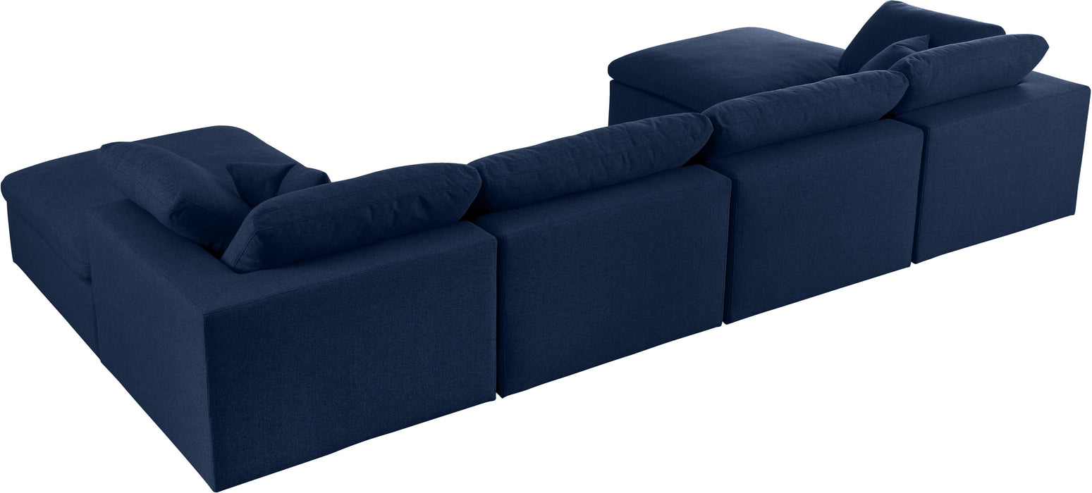 Serene Navy Linen Fabric Deluxe Cloud Modular Sectional - Just Furniture (PA) - Multi Location