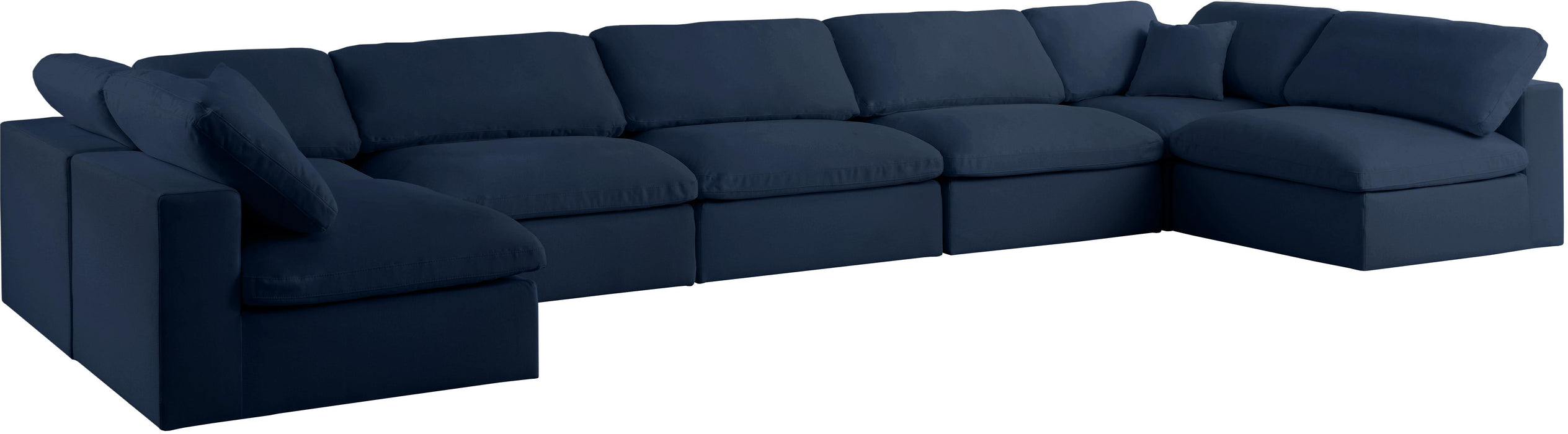 Serene Navy Linen Fabric Deluxe Cloud Modular Sectional - Just Furniture (PA) - Multi Location