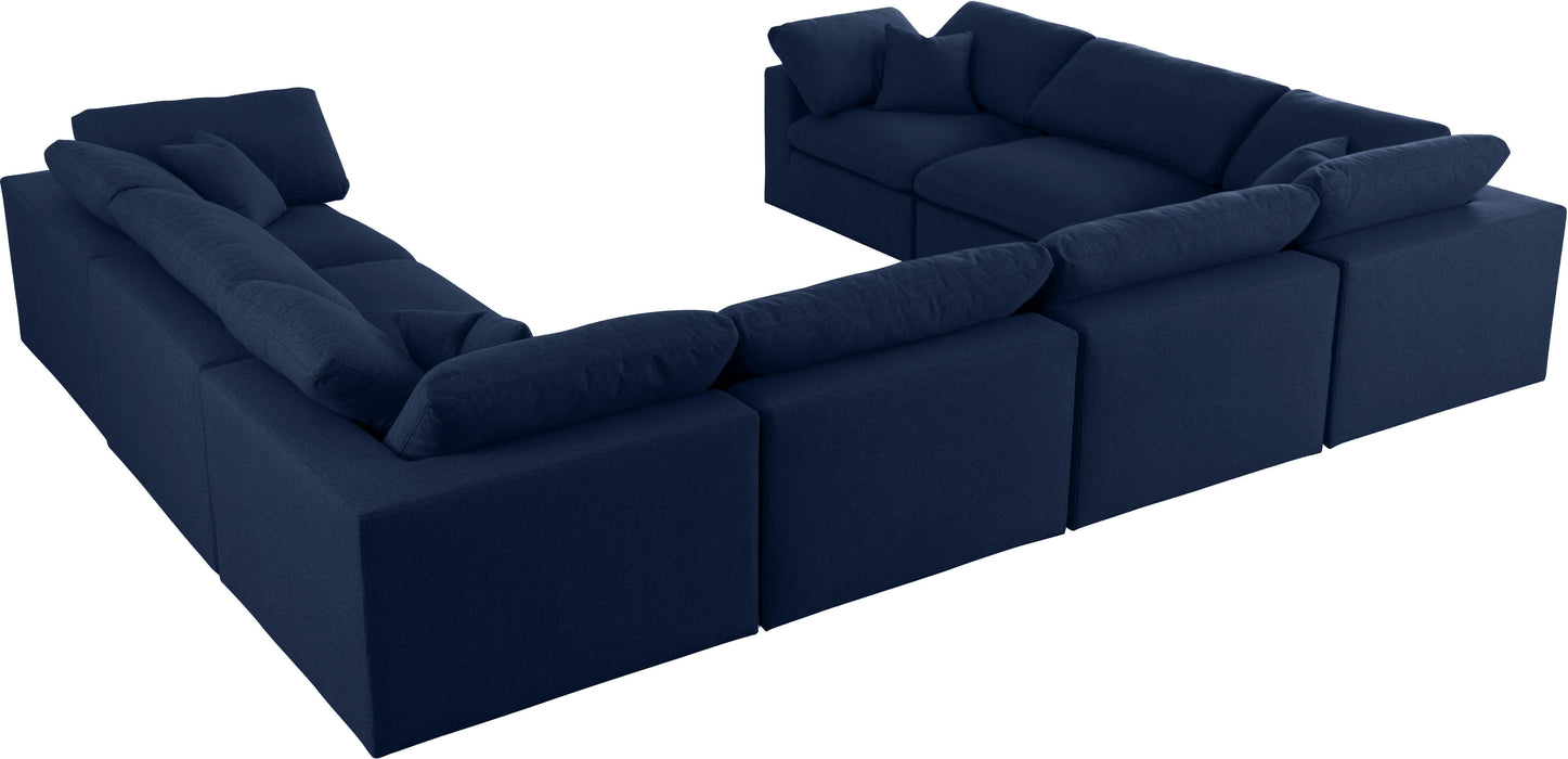 Serene Navy Linen Fabric Deluxe Cloud Modular Sectional - Just Furniture (PA) - Multi Location