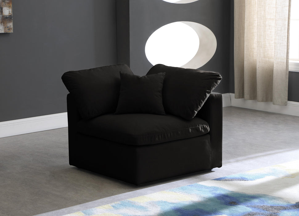 Plush Black Velvet Standard Cloud Modular Corner Chair - Just Furniture (PA) - Multi Location