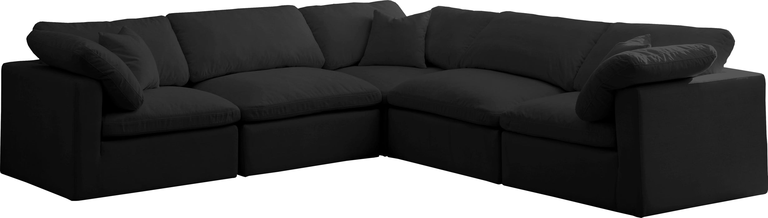 Plush Black Velvet Standard Cloud Modular Sectional - Just Furniture (PA) - Multi Location