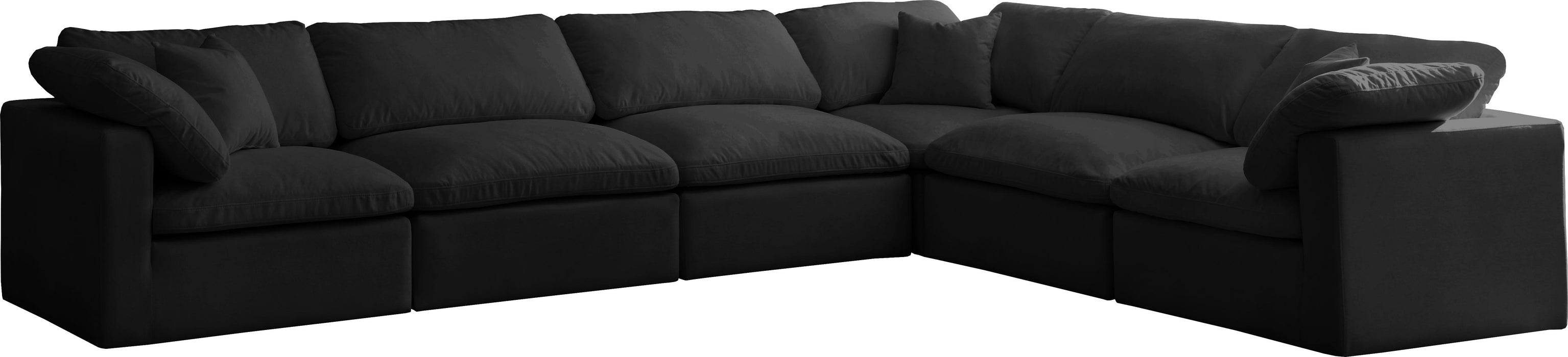 Plush Black Velvet Standard Cloud Modular Sectional - Just Furniture (PA) - Multi Location