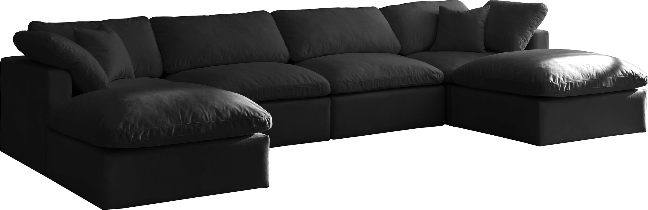 Plush Black Velvet Standard Cloud Modular Sectional - Just Furniture (PA) - Multi Location