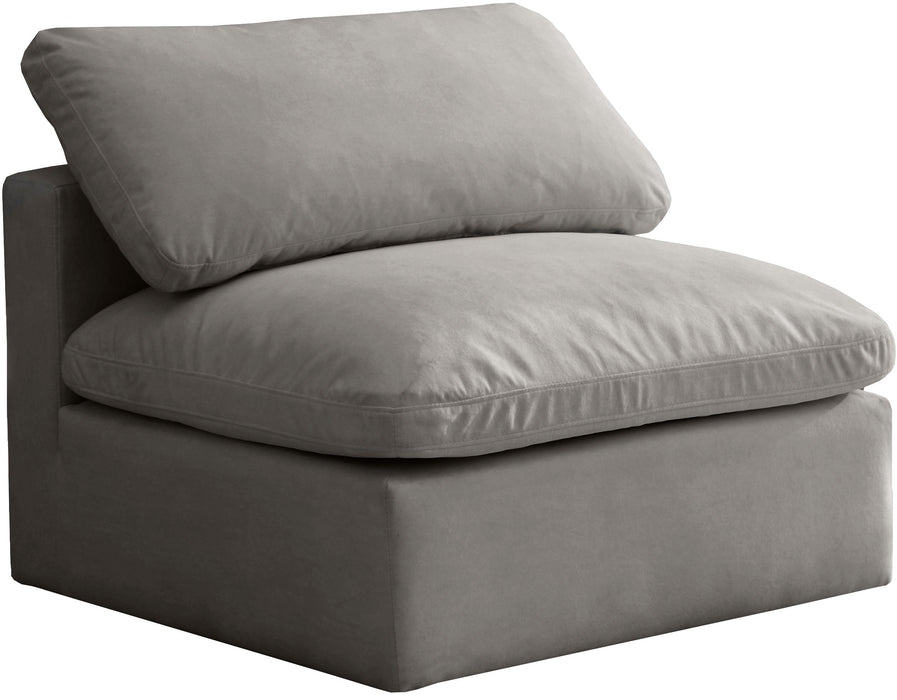 Plush Grey Velvet Standard Cloud Modular Armless Chair