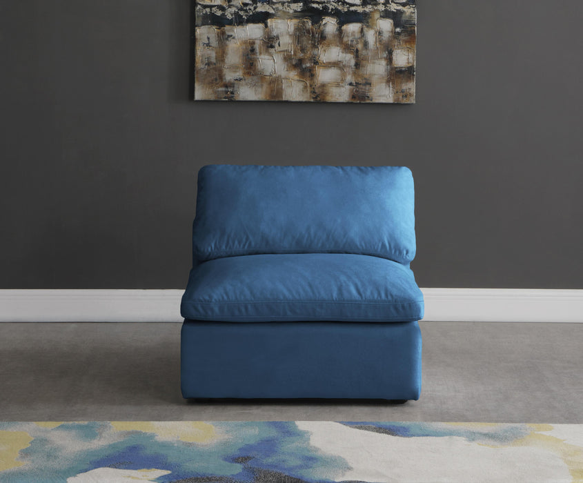 Plush Navy Velvet Standard Cloud Modular Armless Chair - Just Furniture (PA) - Multi Location