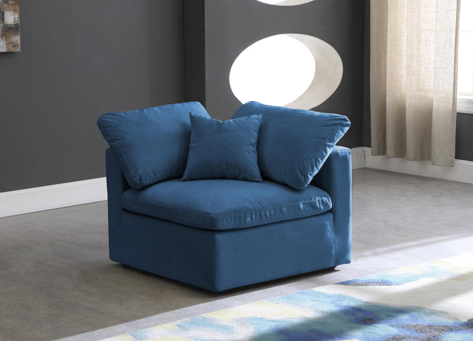Plush Navy Velvet Standard Cloud Modular Corner Chair - Just Furniture (PA) - Multi Location