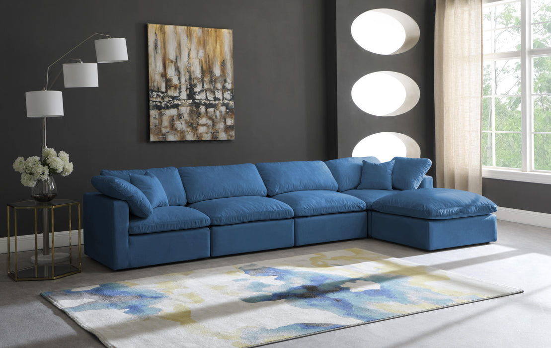 Plush Navy Velvet Standard Cloud Modular Sectional - Just Furniture (PA) - Multi Location