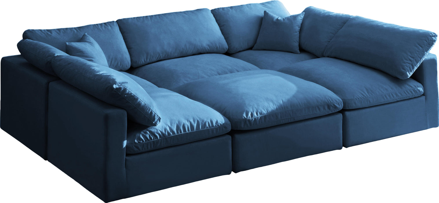 Plush Navy Velvet Standard Cloud Modular Sectional - Just Furniture (PA) - Multi Location
