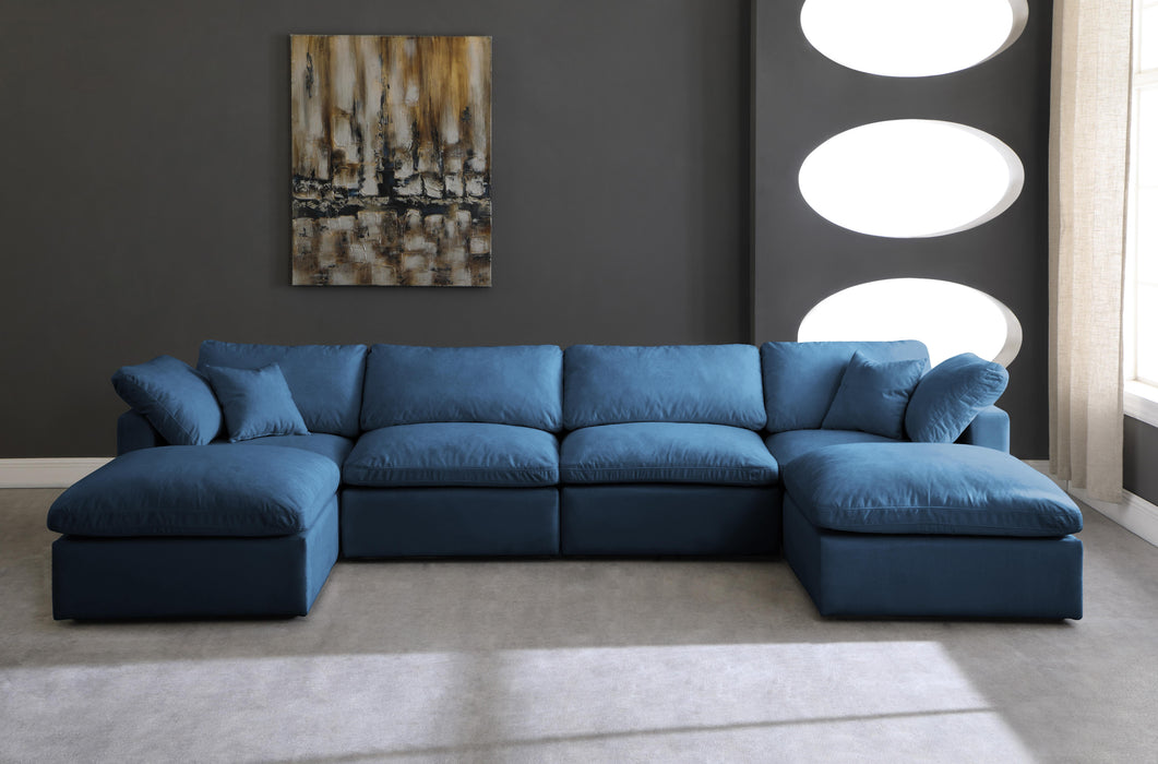 Plush Navy Velvet Standard Cloud Modular Sectional - Just Furniture (PA) - Multi Location