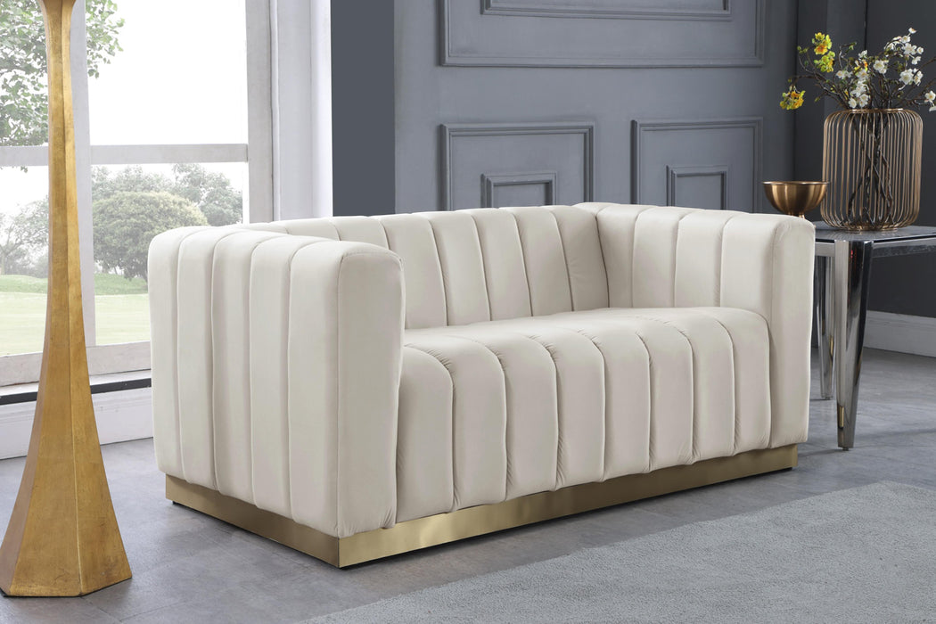 Marlon Cream Velvet Loveseat - Just Furniture (PA) - Multi Location