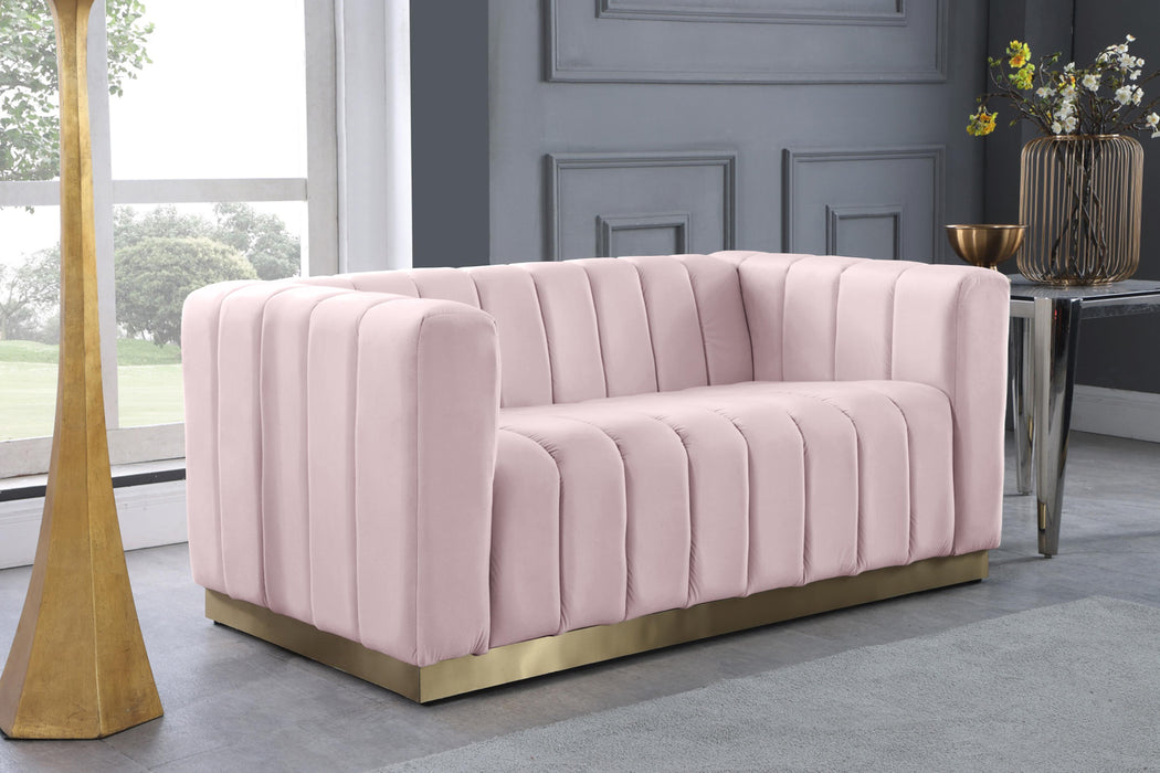 Marlon Pink Velvet Loveseat - Just Furniture (PA) - Multi Location