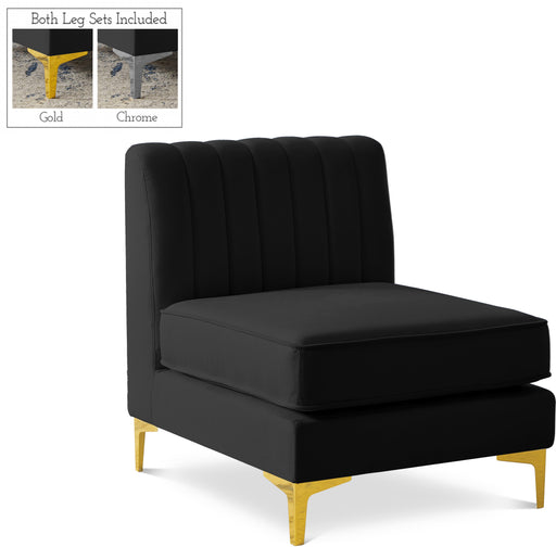Alina Black Velvet Armless Chair - Just Furniture (PA) - Multi Location