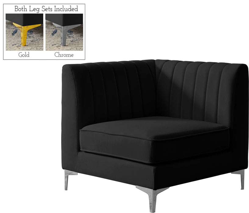 Alina Black Velvet Corner Chair - Just Furniture (PA) - Multi Location