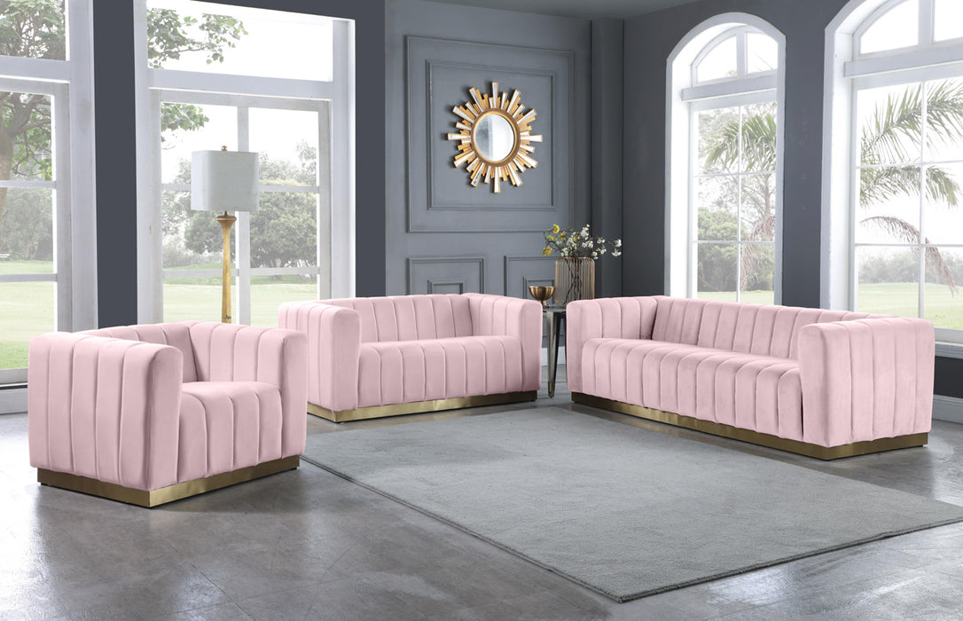 Marlon Pink Velvet Loveseat - Just Furniture (PA) - Multi Location