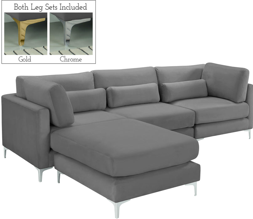 Julia Grey Velvet Modular Sectional (4 Boxes) - Just Furniture (PA) - Multi Location